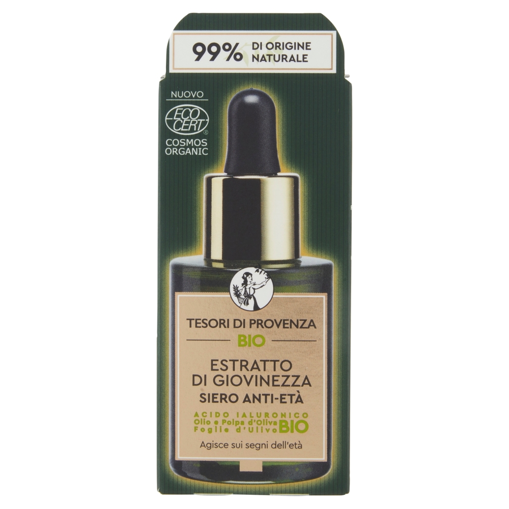 Tesori di Provenza Siero Bio Estratto di Giovinezza, Anti-età e Rimpolpante, 30 ml